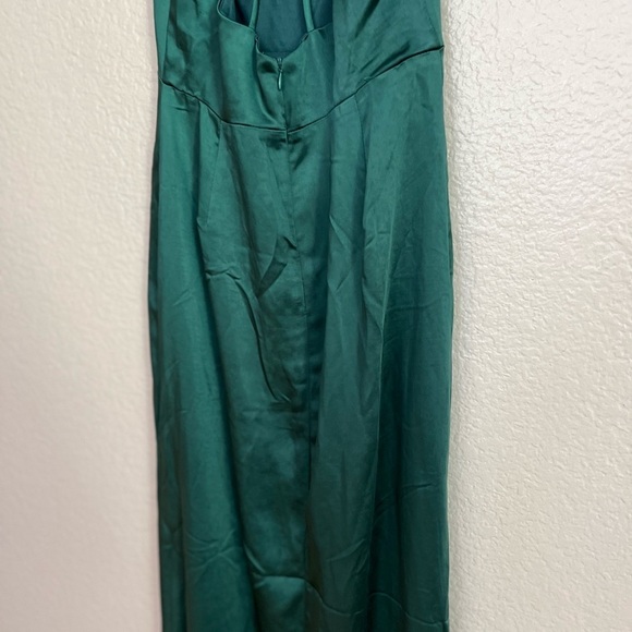 NWOT Make it Elegant Emerald Green Satin Strappy Maxi Dress - Picture 7 of 9